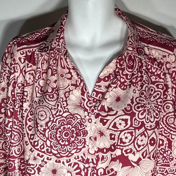 Umgee NWT SZ XL Sangria Silky Floral Print Dress Boho Cottage Core Western - Picture 9 of 11
